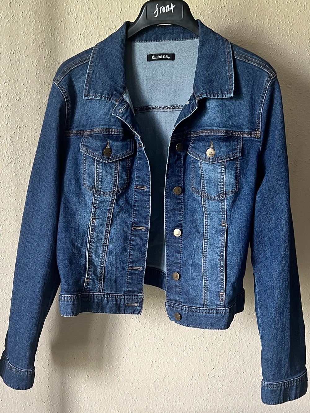 D. Jeans Deep Blue Denim Jacket with Chest Pockets